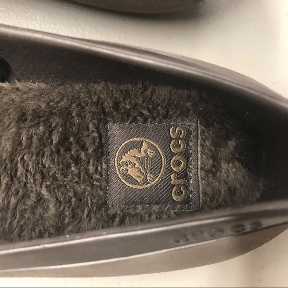 Crocs Flat Shoe Gray Faux Fur Sole Inside DEFECT - Picture 5 of 6